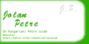 jolan petre business card